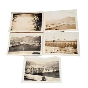 Vtg B&W Original Photos 1940s Grand Coulee Dam Lot of 5 Scenic Snapshot